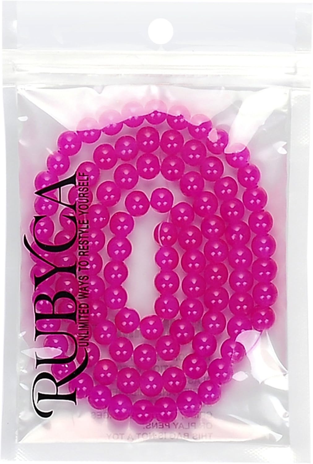 RUBYCA 1 Strand 12MM Jade Imitation Round Painted Coated Glass Bead DIY Jewelry Making Fuchsia Pink, 12 MM - Image 3