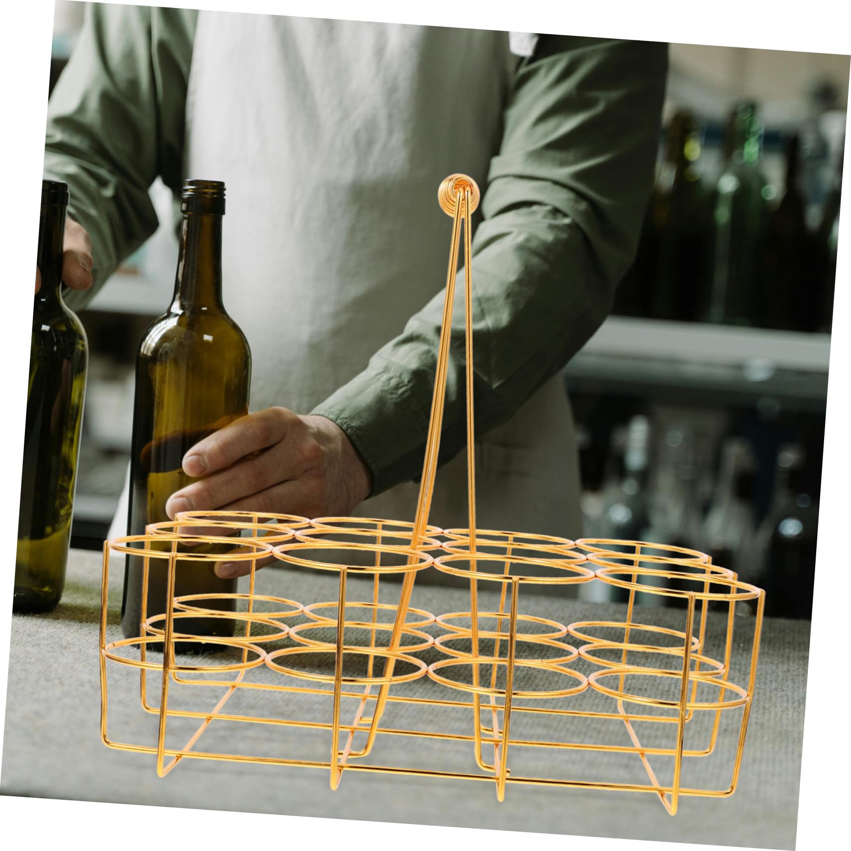 MUCKLILY 12-bottle Beer Storage Rack Basket Buckets for Beer Wire Beverage Carrier
