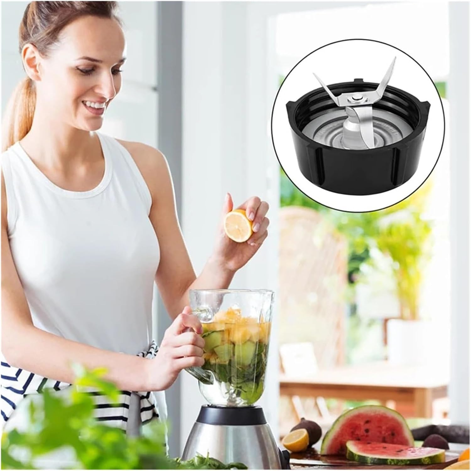 7Pcs Blender Replacement Parts， Compatible With Oster, Blender Ice Blade With Jar Base Cap ， Compatible With Oster Osterizer Blenders Accessories