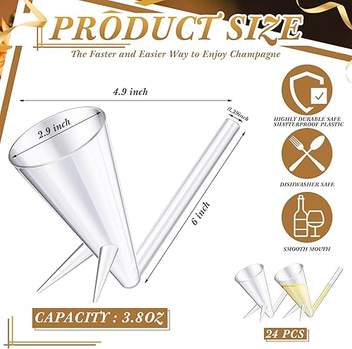 Miniatura 8 de Gerrii Copas de champán con soporte reutilizables para disparar champán irrompible acrílico para regalos de despedida de soltera (12 piezas)