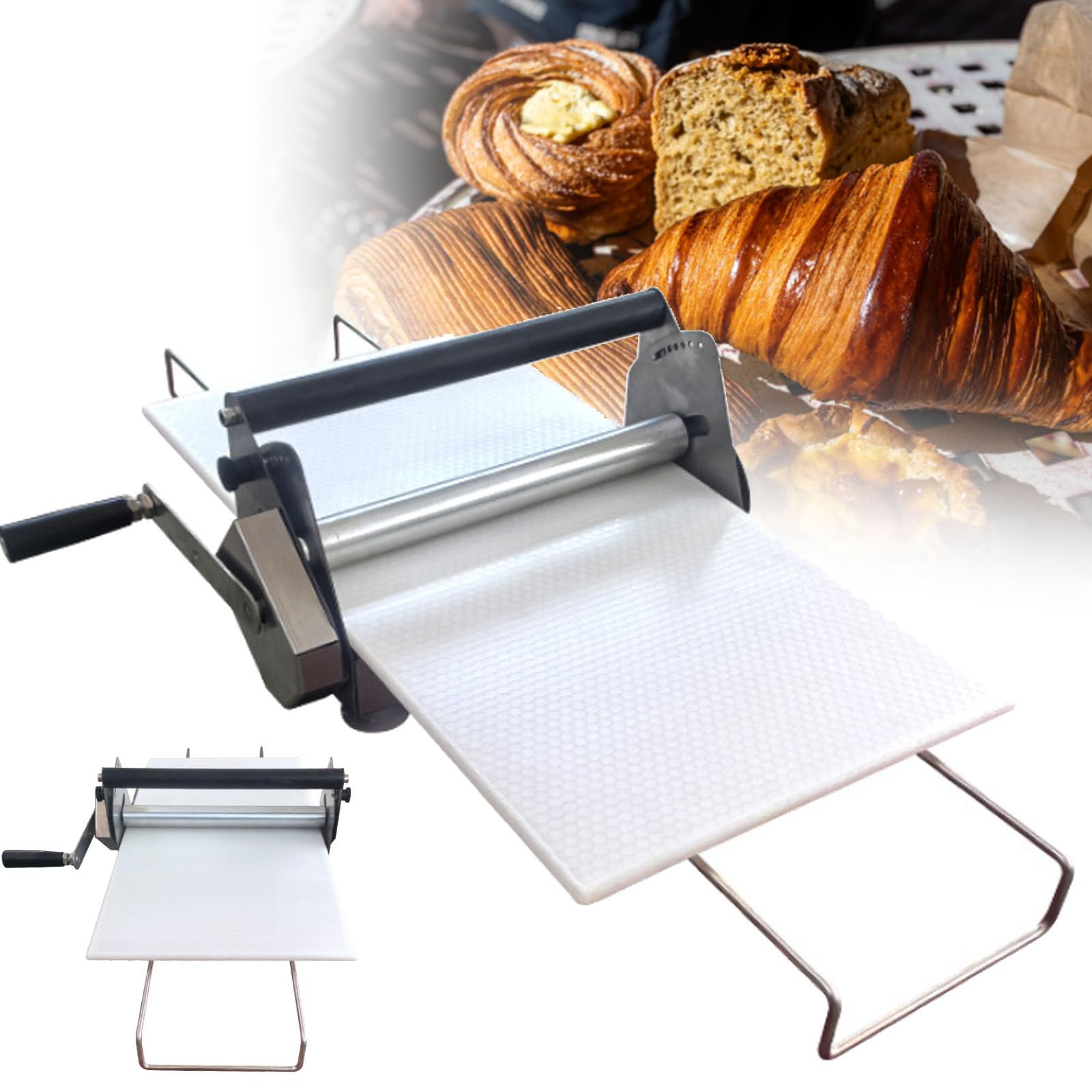 Macchina per pasta sfoglia, design pieghevole a manovella per una facile conservazione, spessore regolabile per cottura fatta in casa