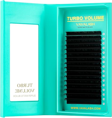 Shimmy-free Lashes Extenisons Self Fanning Eyelash Extensions 0.03 0.05 Turbo Volume Lashes C/CC/D Curl 13mm True Matte Black Lash Extensions Professional Volume Eyelashes (0.03-D-13mm)