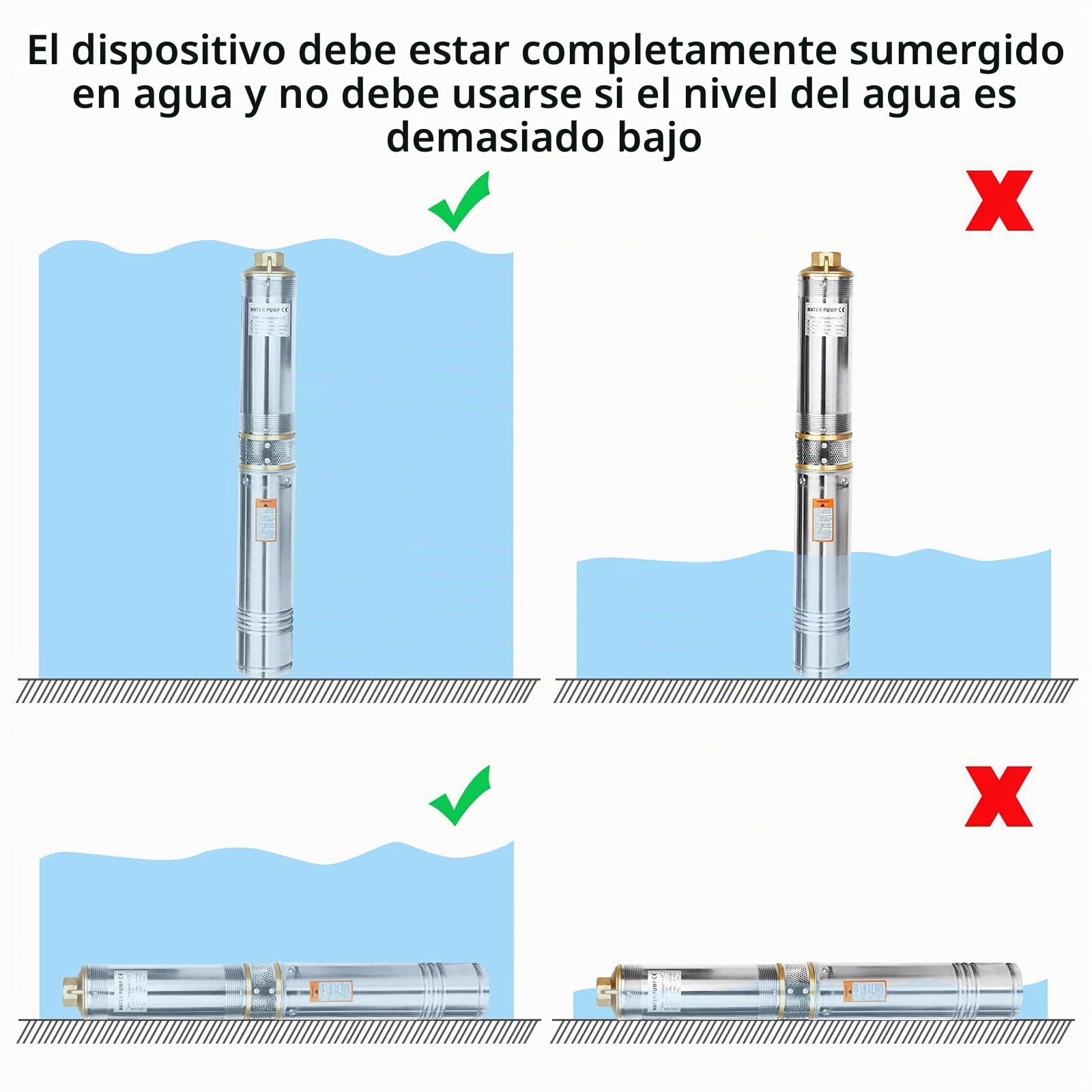 ACXIN Bomba de agua sumergible pozo 100 cm – Bomba para pozos profundos profundos, Bomba Sumergible de 92 mm de diámetro, (0,75 kW/4.000 l/h)