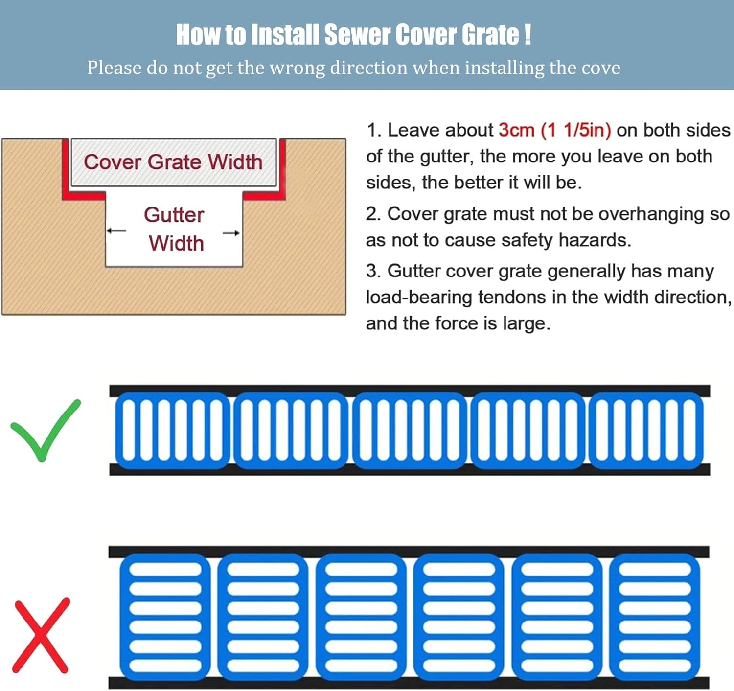 排水溝 屋外用金属製排水溝格子、304ステンレススチール製トレンチ排水溝格子、庭、車道、地下室下水道用、長方形雨水排水口カバー(58