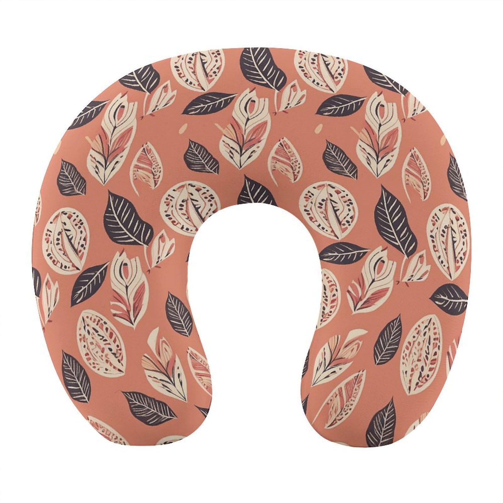 Almohada en forma de U de hojas de estilo simple, núcleo de almohada de espuma viscoelástica, cojín, proporciona apoyo para el cuello, almohada de viaje, adecuada para aviones, coches