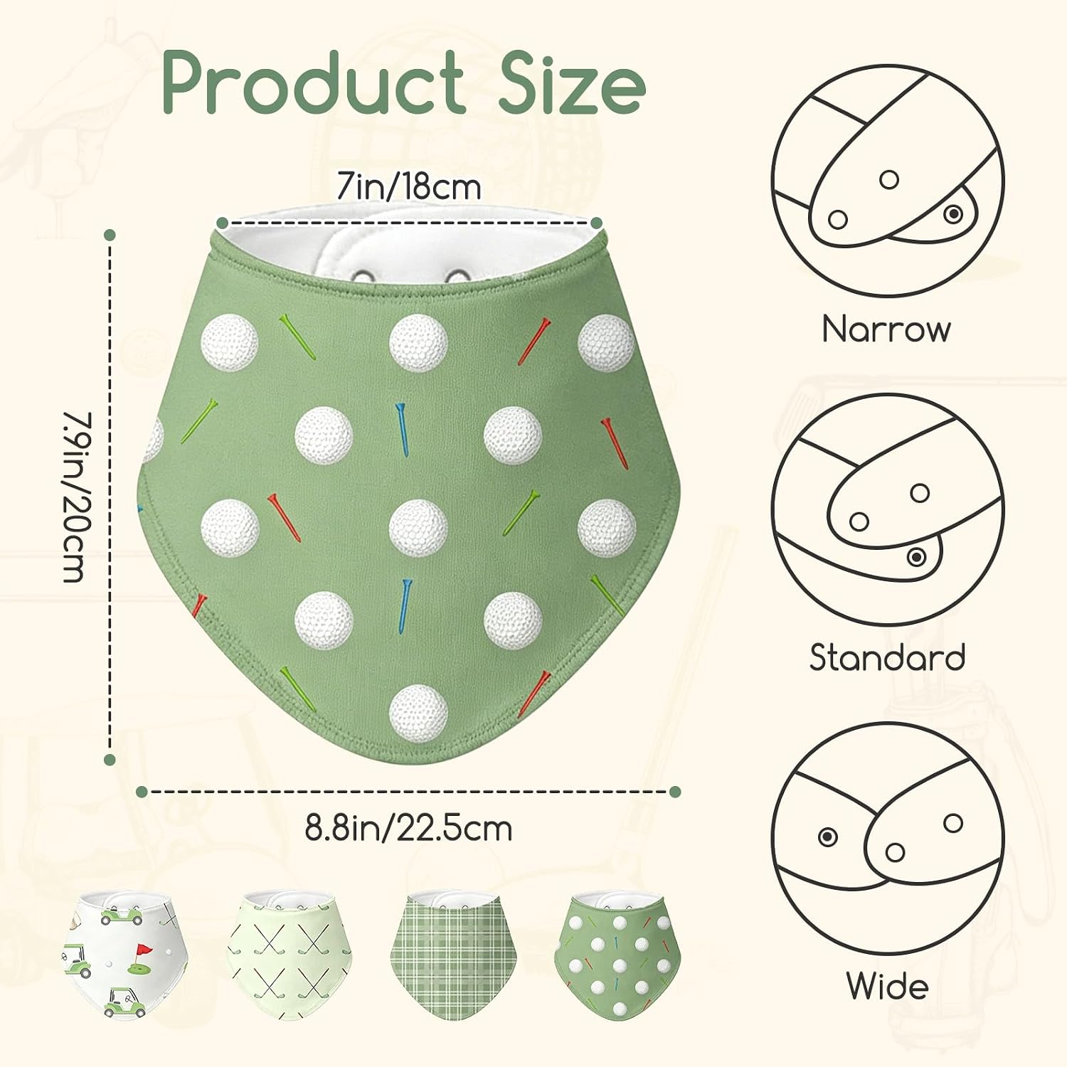 4 Pcs Golf Baby Bibs for Boys Girls Baby Golf Stuff Cotton Bandanas Adjustable Absorbent Triangle Bibs for Drooling and Teething Vintage Sports Nursery Items Infant Essentials Newborn Gifts