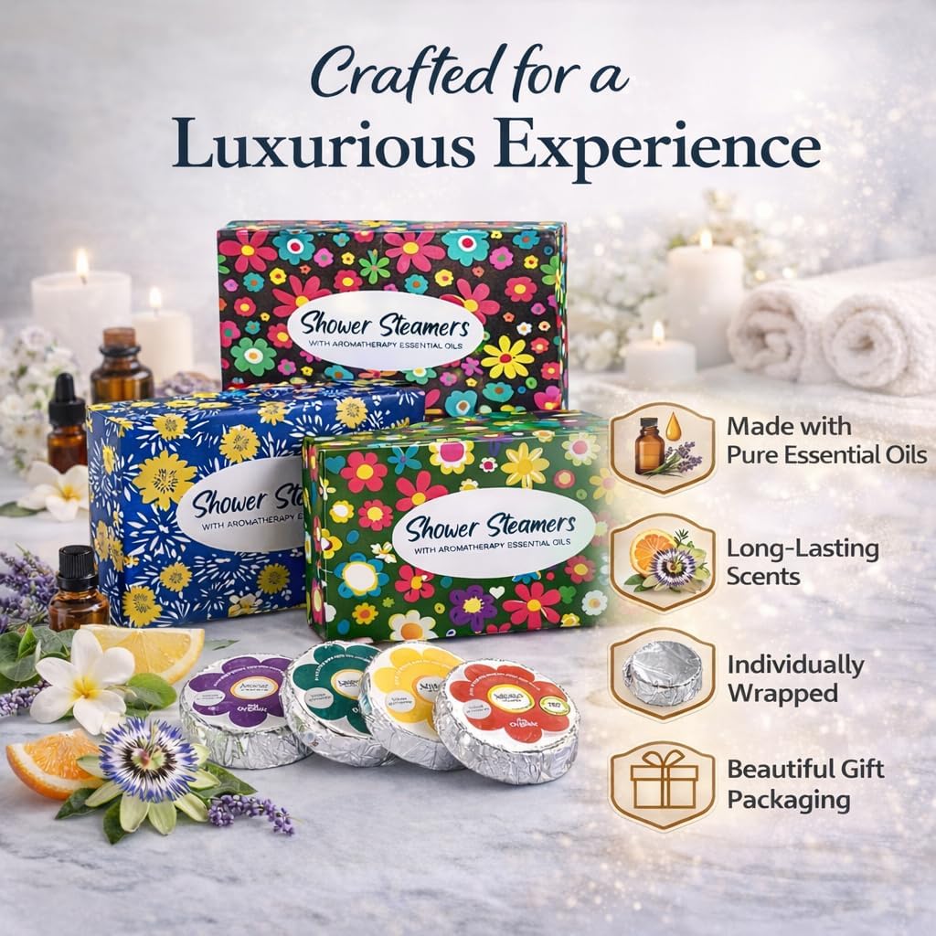 Shower Steamers for Women, Mothers Day Gift for Mom, 24pc Shower Bombs Aromatherapy Gift Set w/Organic Essential Oils. Shower Melts, Bath Bombs for Shower, Birthday Gifts, 4 Boxes of Pack of 6