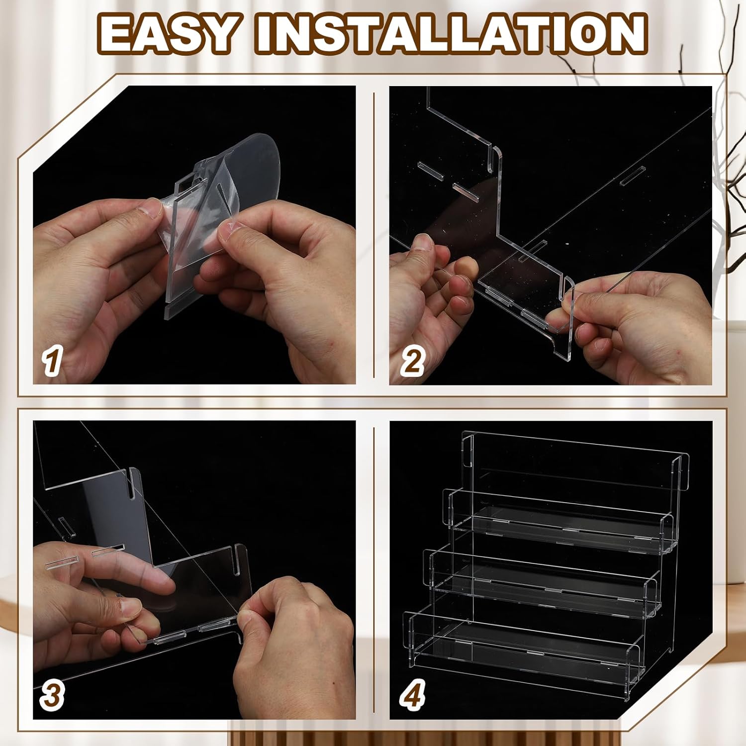 PATIKIL 3 Tier Clear Greeting Card Display Stand, Acrylic Sticker Display Stand Portable Postcard Rack Holder Organizer for Envelopes Photo Desk Book Stamp, Clear