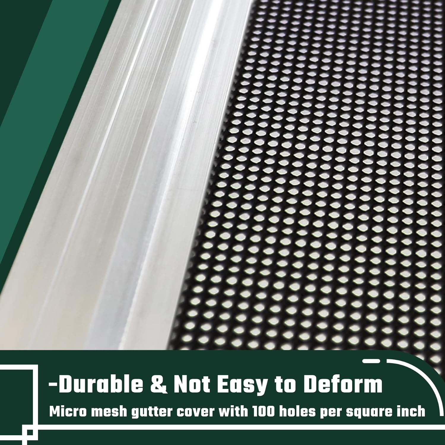 Flehomo Gutter Guard, 5 Inch Stainless Steel Micro Mesh Covers, Pine Needle & Leaf Filter Gutter Protection Fits for Any Roof or Gutters System, 15 Pack 48Ft Kit, Black