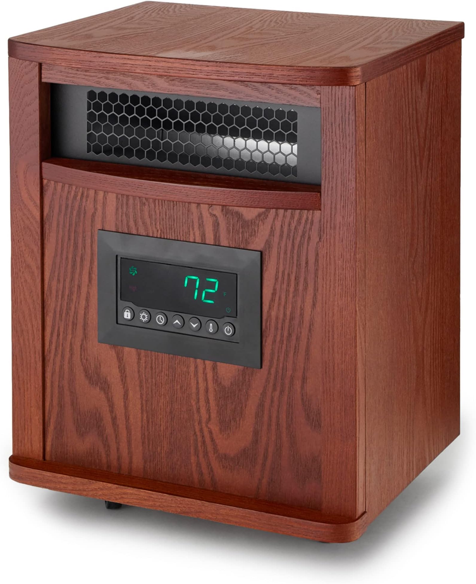 Electric Space Heater, Indoor Quartz Heater w/Remote, LifePro 6 Element - Brown