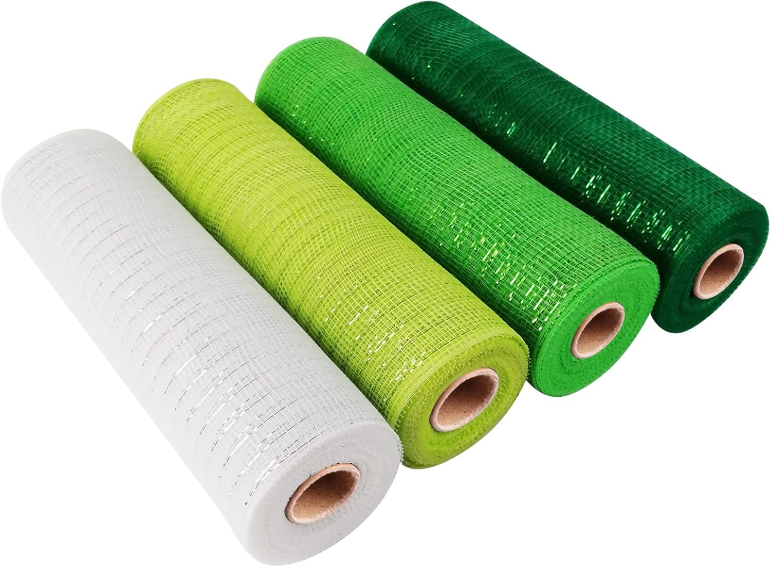 4 Roll St. Patrick's Day Poly Mesh Ribbon, St. Patrick's Day Green White Wired Edge Ribbon 10 Inch x 30 feet Poly Decorations Mesh Ribbon for St. Patrick's Day Holiday Craft Wreaths Decorating
