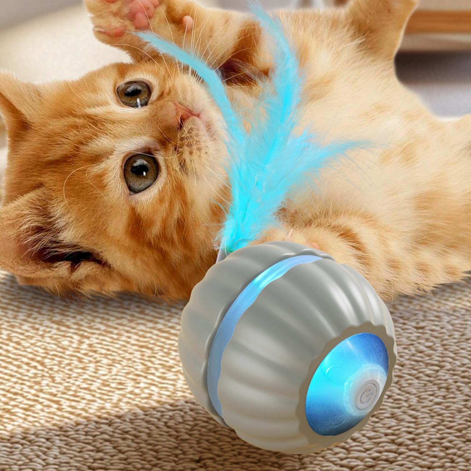 Juguetes para Gatos， Bola interactiva de Juguetes for Gatos en Movimiento automático | Accesorios for Gatitos Inteligentes móvil(Grey)