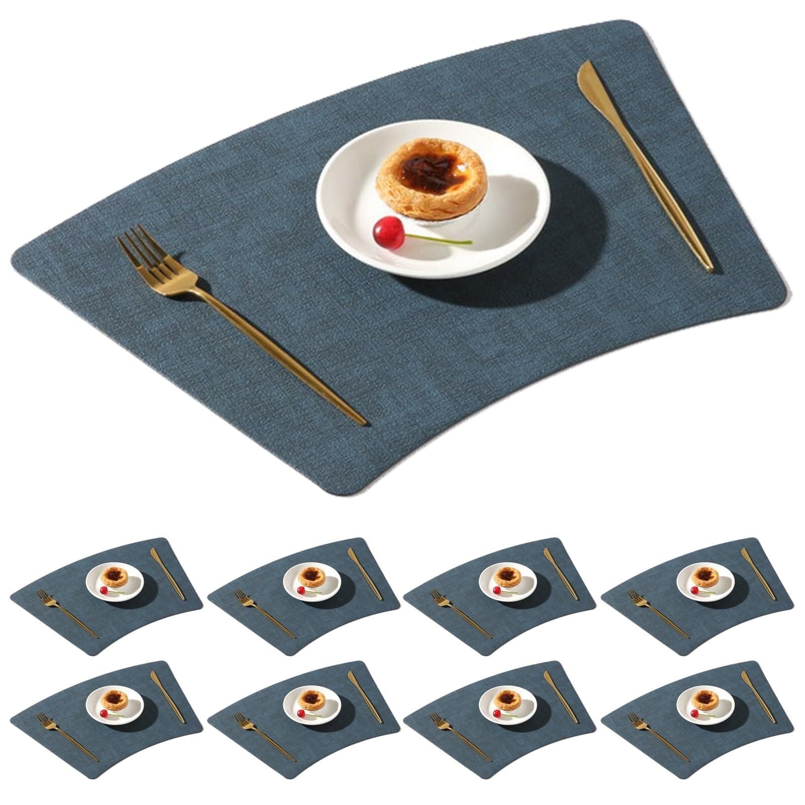 Sets de table triangulaires similicuir beige de qualité pour table ronde