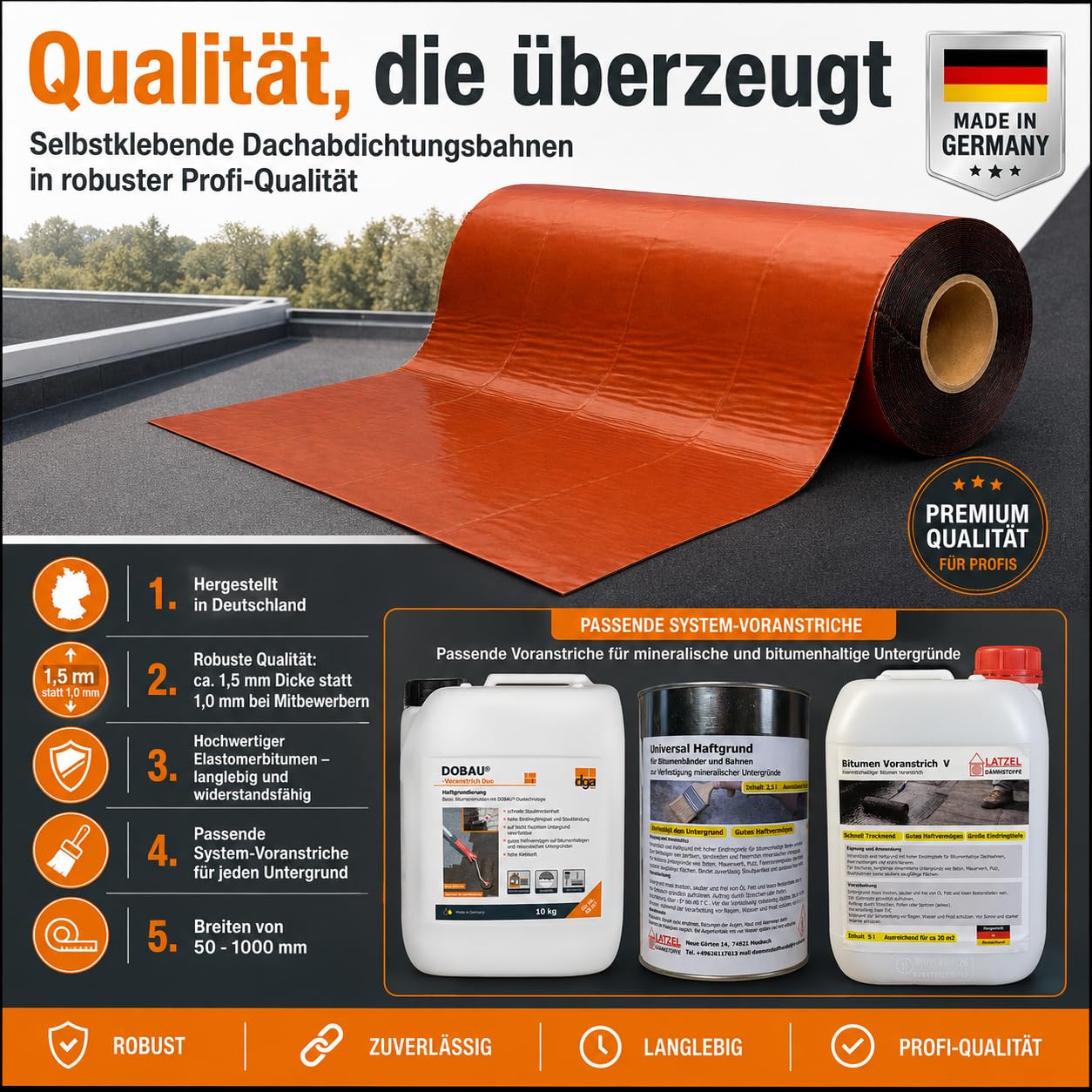 Techo autoadhesivo de 1 x 10 m de terracota – Hoja de techos de betún con cubierta de aluminio – Impermeabilización sin llama – para garajes, cobertizos de jardín y techo plano rollo de 10 m²