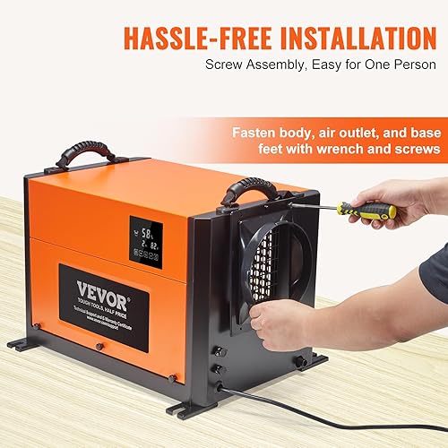 Miniatura 5 de VEVOR Deshumidificador comercial de 125 pintas con manguera de drenaje para espacios de arrastre, sótanos y lugares de trabajo, deshumidificador de