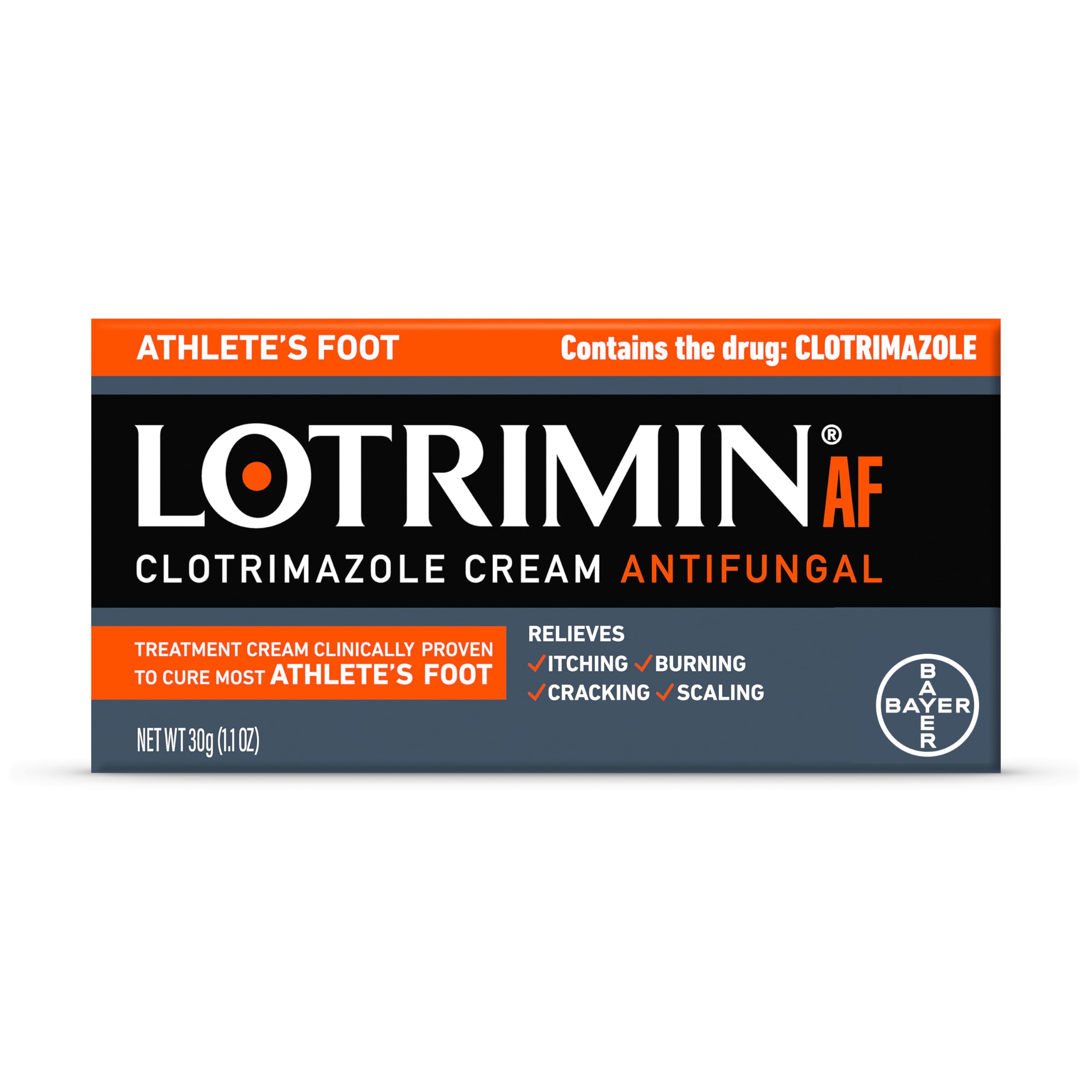 Lotrimin AF Cream: Athlete's Foot 1% Clotrimazole Antifungal Treatment, Clinically Proven Effective, 1.1 Ounce (New Look)