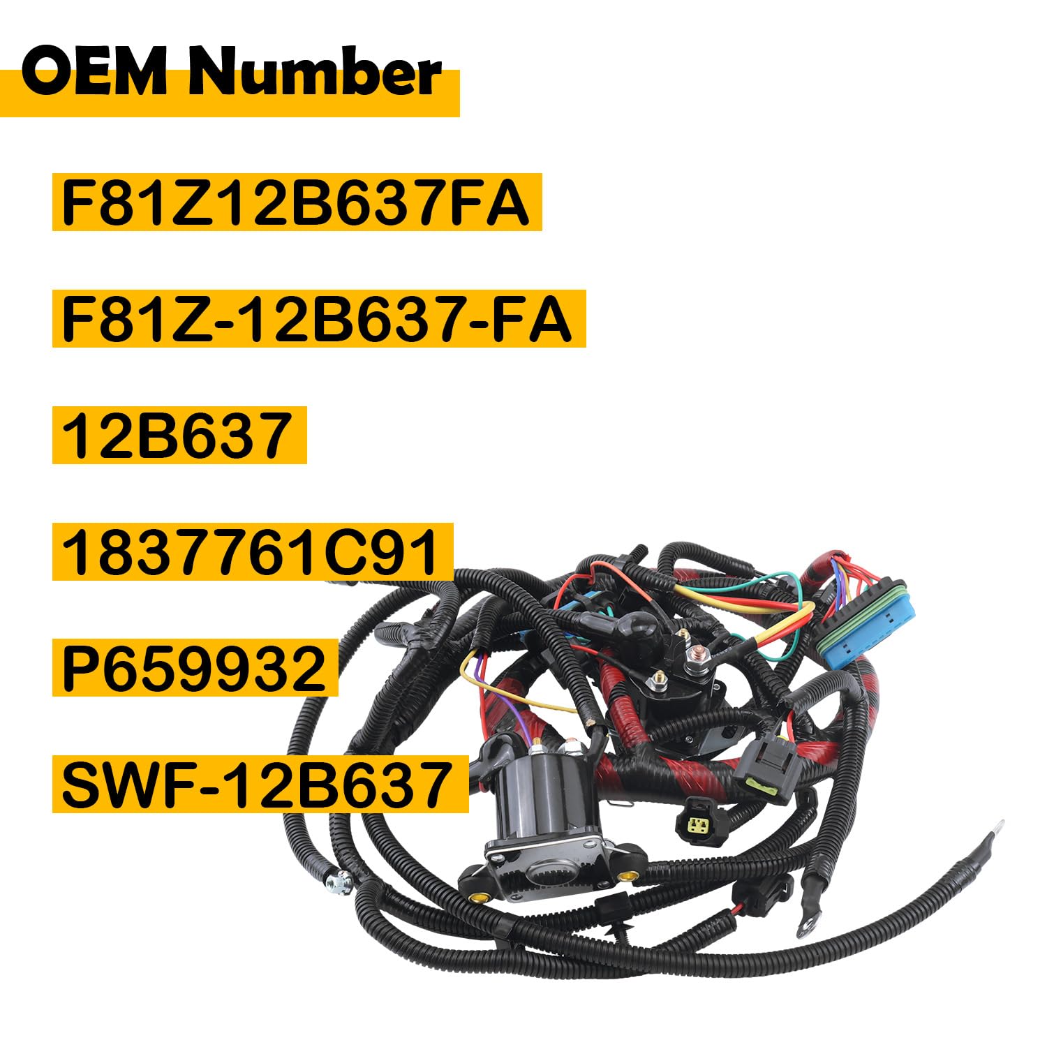 F81Z12B637FA Engine Wiring Harness Compatible with 2002-2003 Ford F250 F350 F450 F550 Super Duty & Excursion 7.3L, Replaces F81Z-12B637-FA, 12B637, 1837761C91, P659932, SWF-12B637
