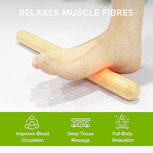 Miniatura 7 de Goodtar Varilla de masaje de bambú para masaje, palos de bambú, herramienta de bambú guasha, herramientas de masaje de bambú con bolsa de