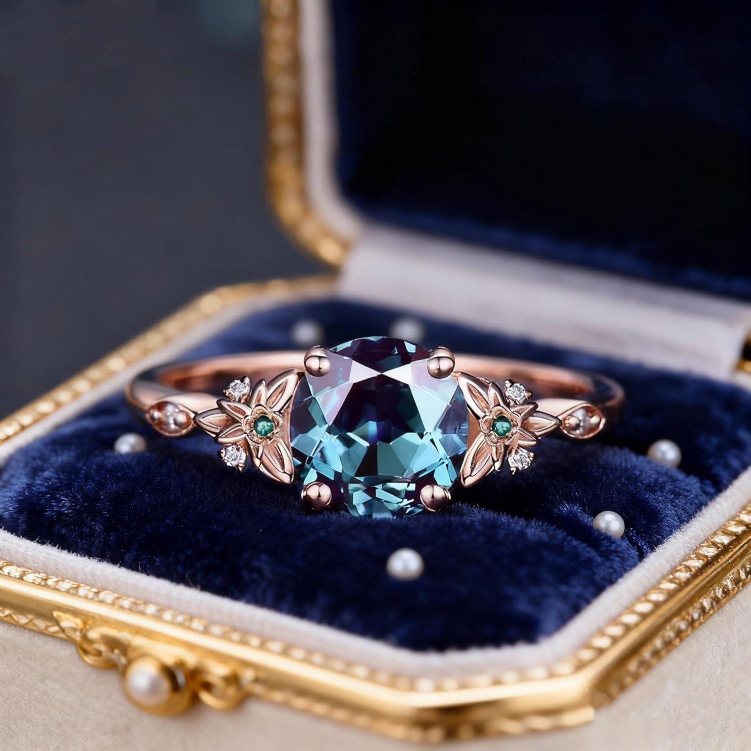 10K/14K/18K Gold Alexandrite Ring for Women Oval Kite Round Pear Hexagon Shape Alexandrite Engagement Anniversary Jewelry