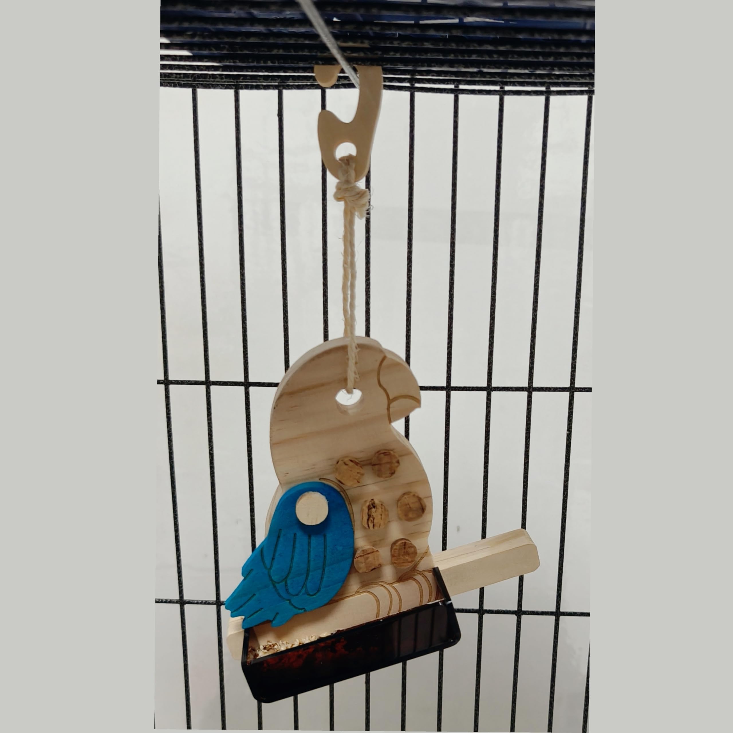4-in-1 Wooden Parrot Foraging Toy, Natural Cork Puzzle Feeder with Teal Acrylic Bowl, Interactive Food Hiding Game for Conures and Cockatiels, Includes 12 Replacement Corks - image 5