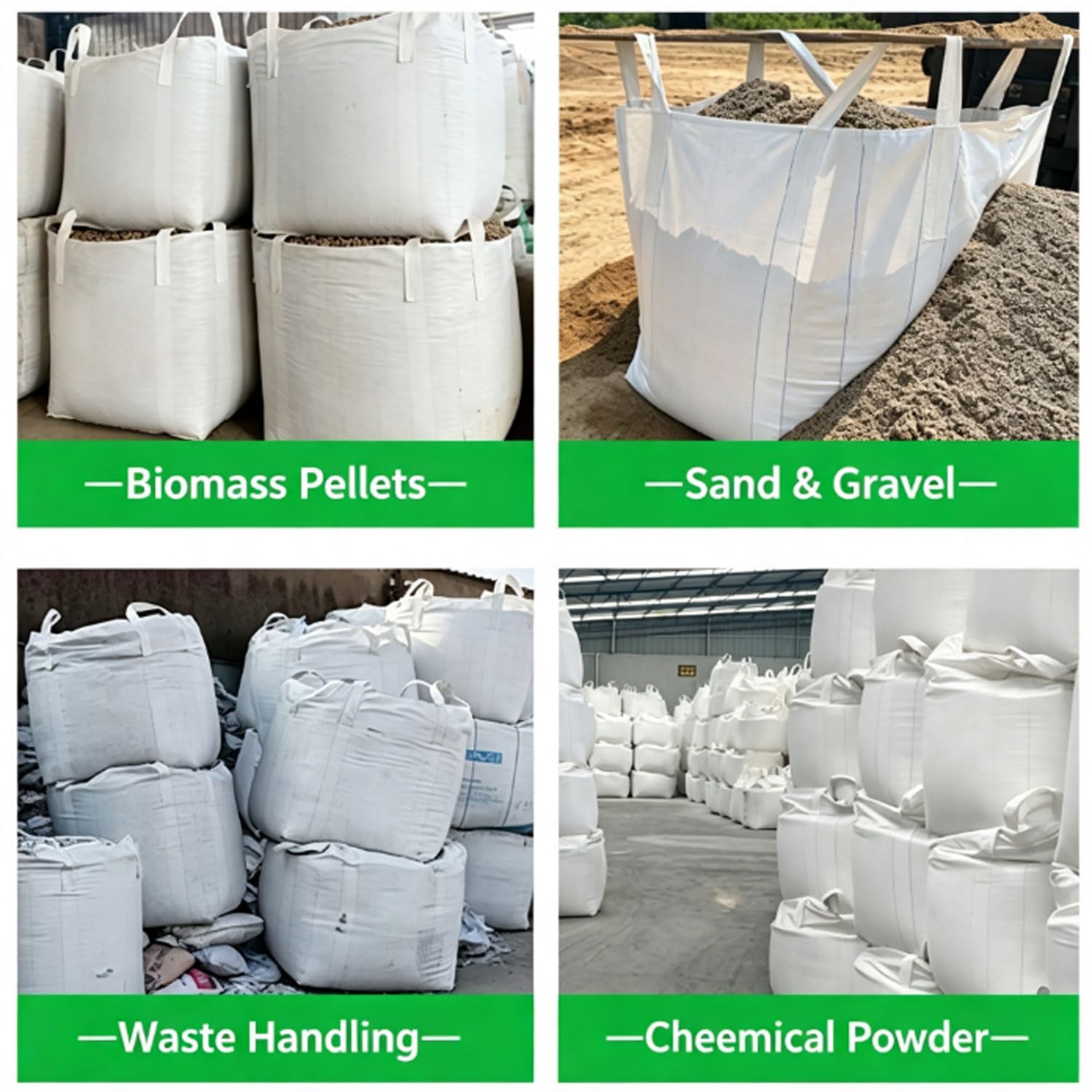 Confezione da 10 Big Bag 1000kg, Sacchi per Rifiuti Edili in PP Tinto Resistente, Apertura Ampia e Fondo Piatto Maniglie di Sollevamento Ideali per Cantiere, Ristrutturazio(Size:90*90*110cm,Color:A)