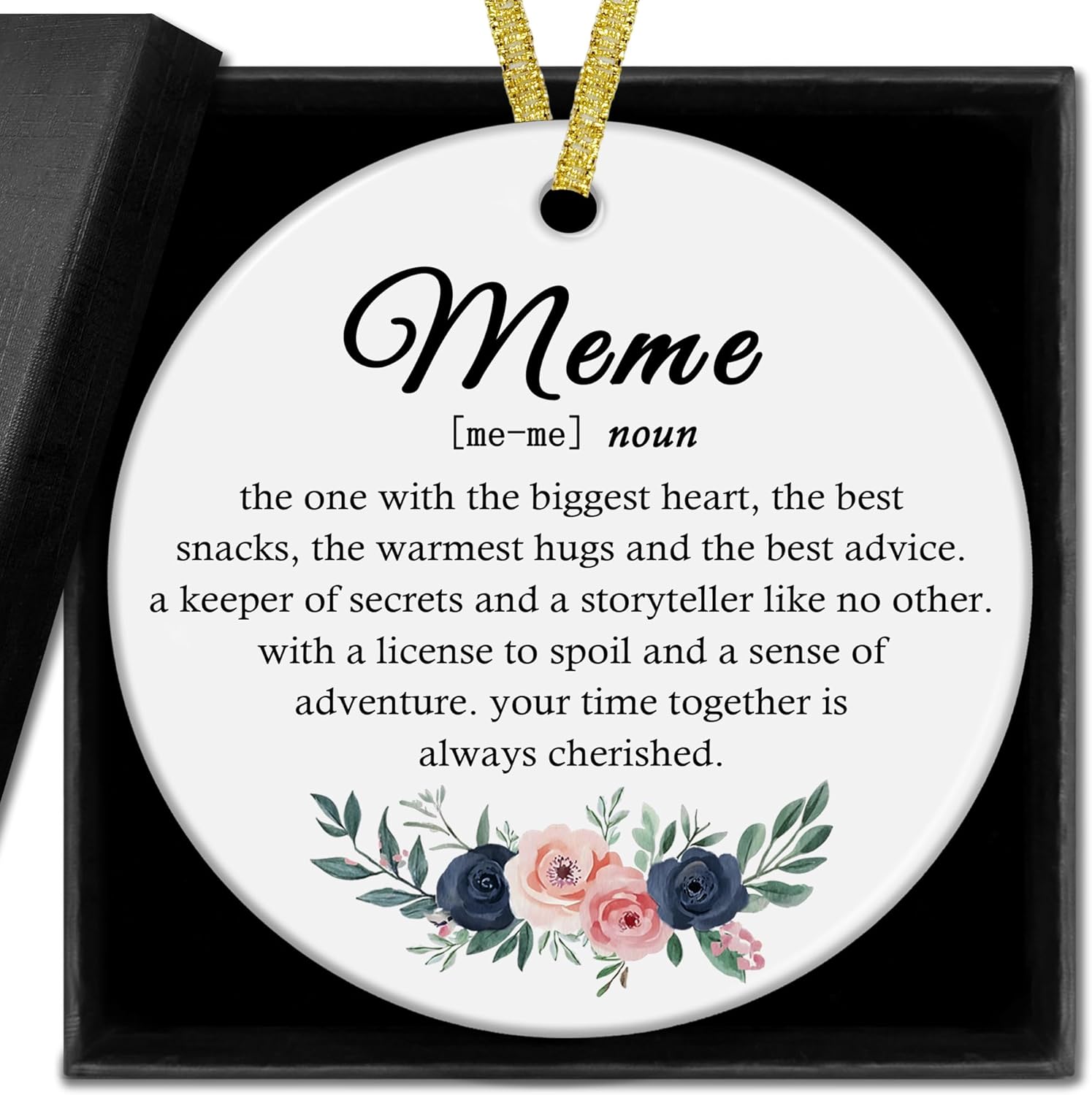 Meme Definition Gifts Christmas Ceramic Ornaments Decor, Mothers Day Birthday Ornaments Gifts for Meme Grandma Women, Grandma Haning Ornament Decoration for Christmas Tree