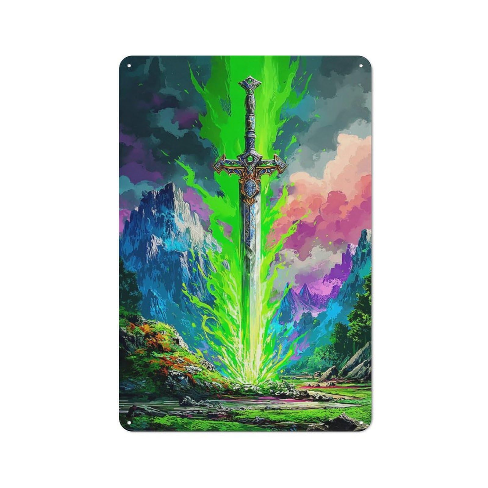 Junmoney Sword Of Legends A Magical Epic Cottage Metal Wall Decor 30X20cm, Shed Metal Sign For Conservatory, Home Bar Or Utility Room