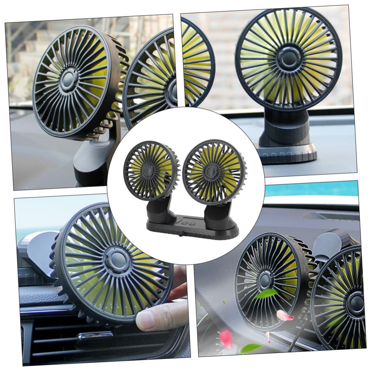KOMBIUDA Ventilateur USB Double Tête pour Voiture Portable Ventilateur de Refroidissement à avec Angle pour Bureau Maison et Voyage