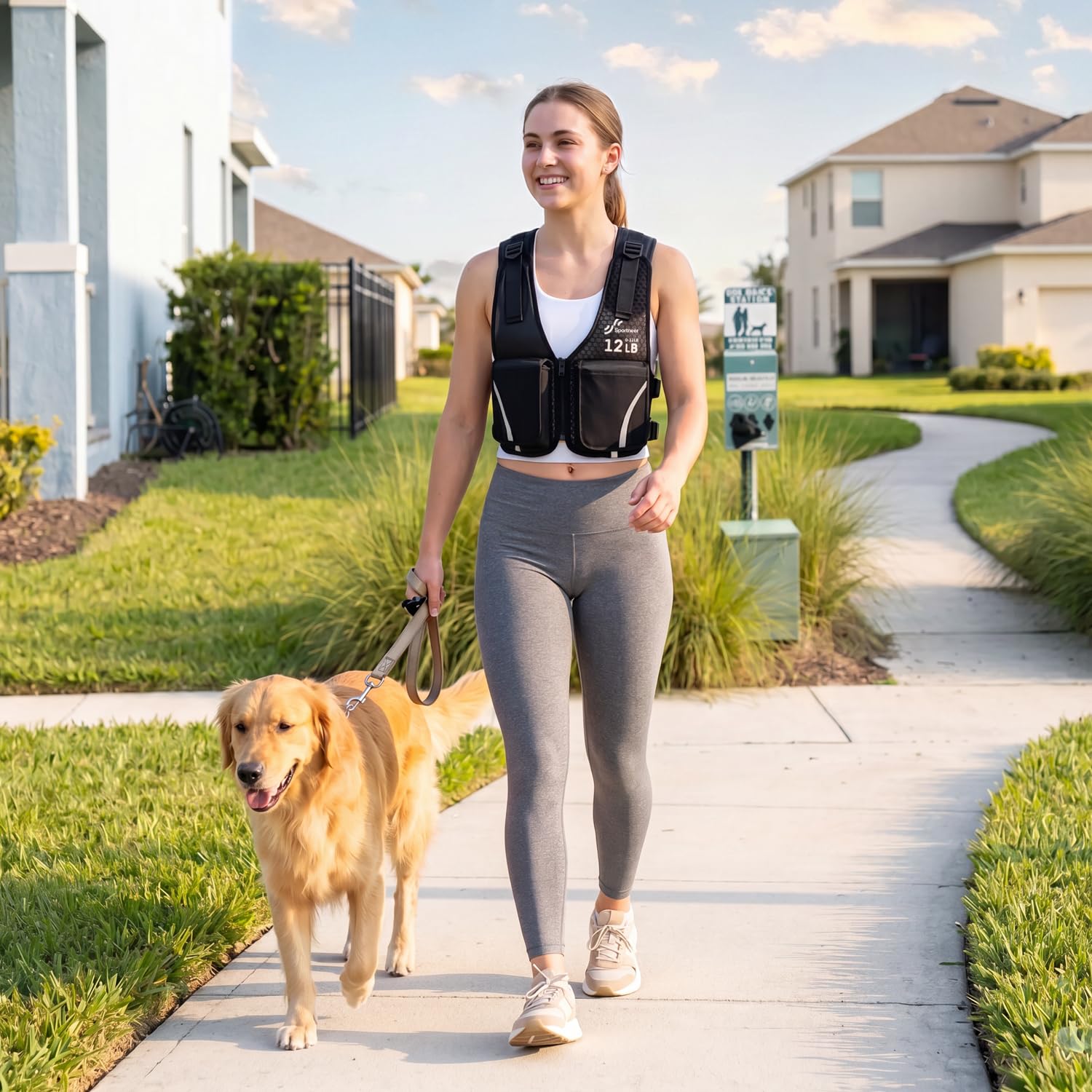 Sportneer 0–5,4 kg Verstellbare Gewichtsweste für Walking, Schwarz | Leichte Gewichtsweste für Damen mit Handytasche und Flaschenhalter, bequeme Weste zum Gehen, Joggen und Krafttraining
