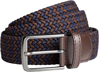Mens Braided Stretch Elastic Golf Belt Woven Belt for Big and Tall Men, 1.38 Leather-Tipped Adjustable Fit