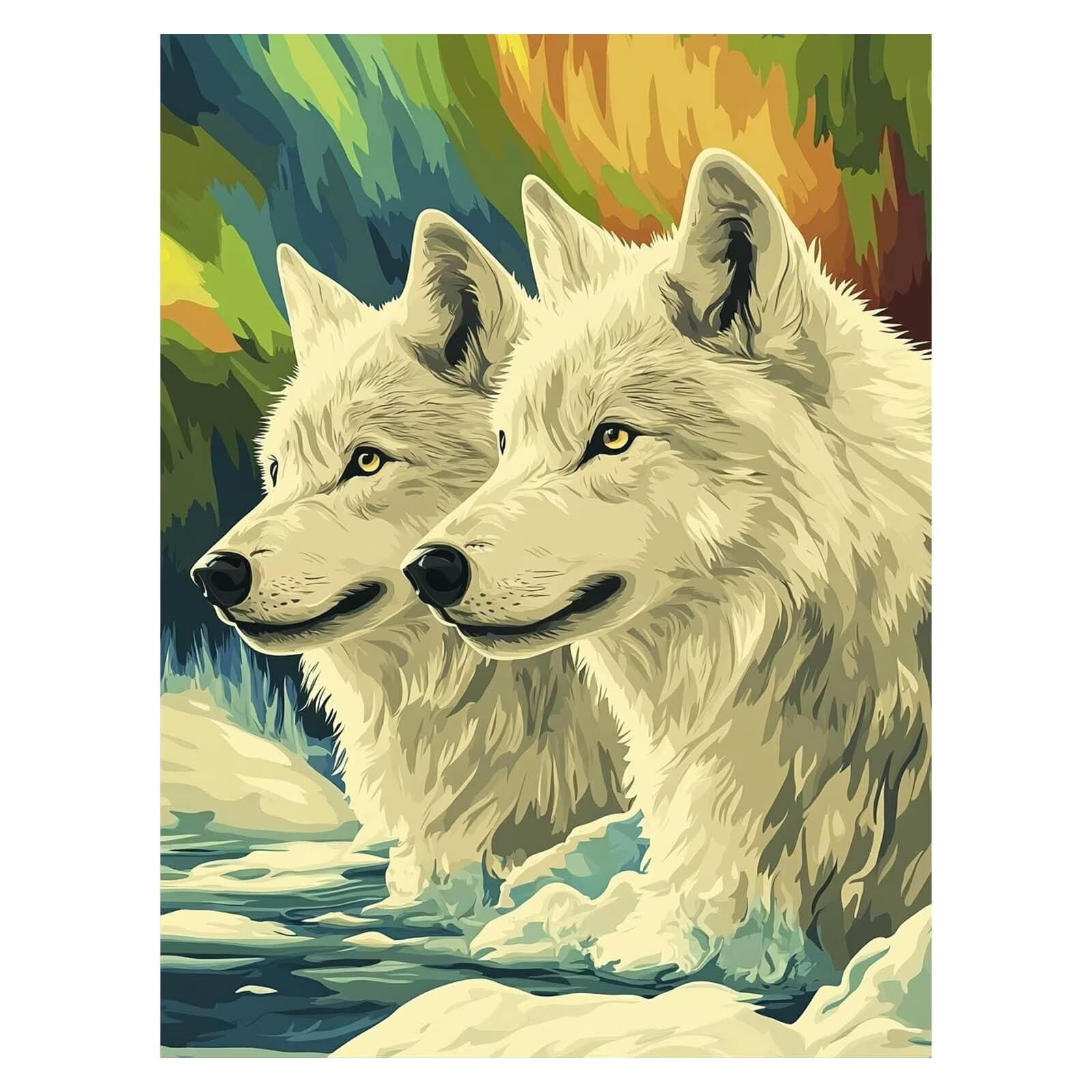 Wilk do malowania po numerach, dla dorosłych, zwierzę do malowania według numerów, dla dzieci, hobby DIY dla dorosłych i kobiet, płótno do malowania, 91 x 71 cm, sztuka ścienna do salonu, dekoracja