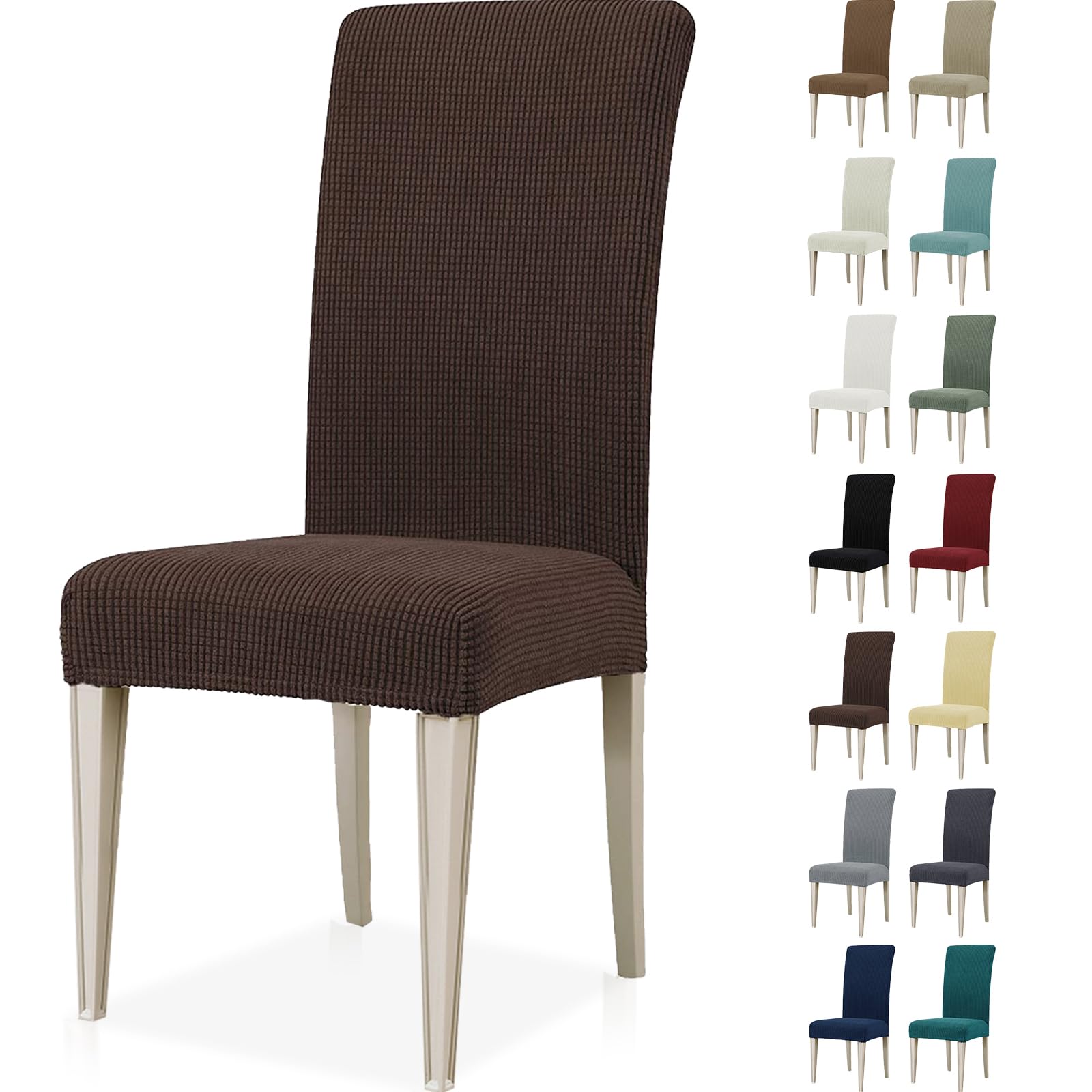 Ystyle Coprisedie con Schienale 6 Pezzi, Elasticizzato Copri Sedie Soggiorno Cucina, Universali Coprisedia Elasticizzati, Moderno Fodere per Sedie Antigraffio Gatto, Coffee