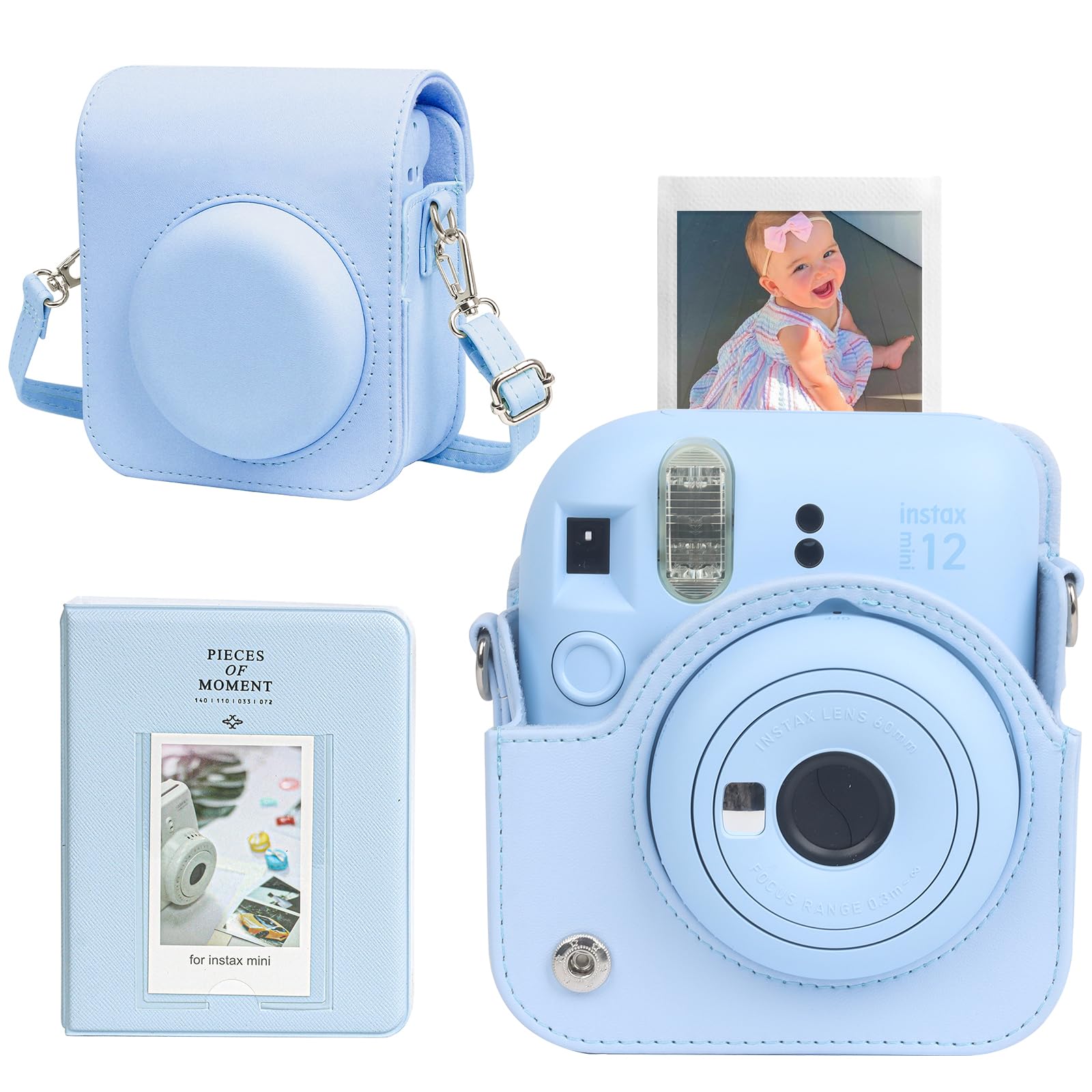 CAIYOULE Camera Case for Fujifilm Instax Mini 12 Instant Film Camera, Leather Protective Camera Crossbody Bag for Fuji Mini 12 with Photo Album,