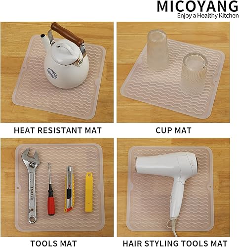 Miniatura 829 de Tapete de silicona para secado de platos para múltiples usos, fácil de limpiar, ecológico, resistente al calor, tapete de silicona para encimera