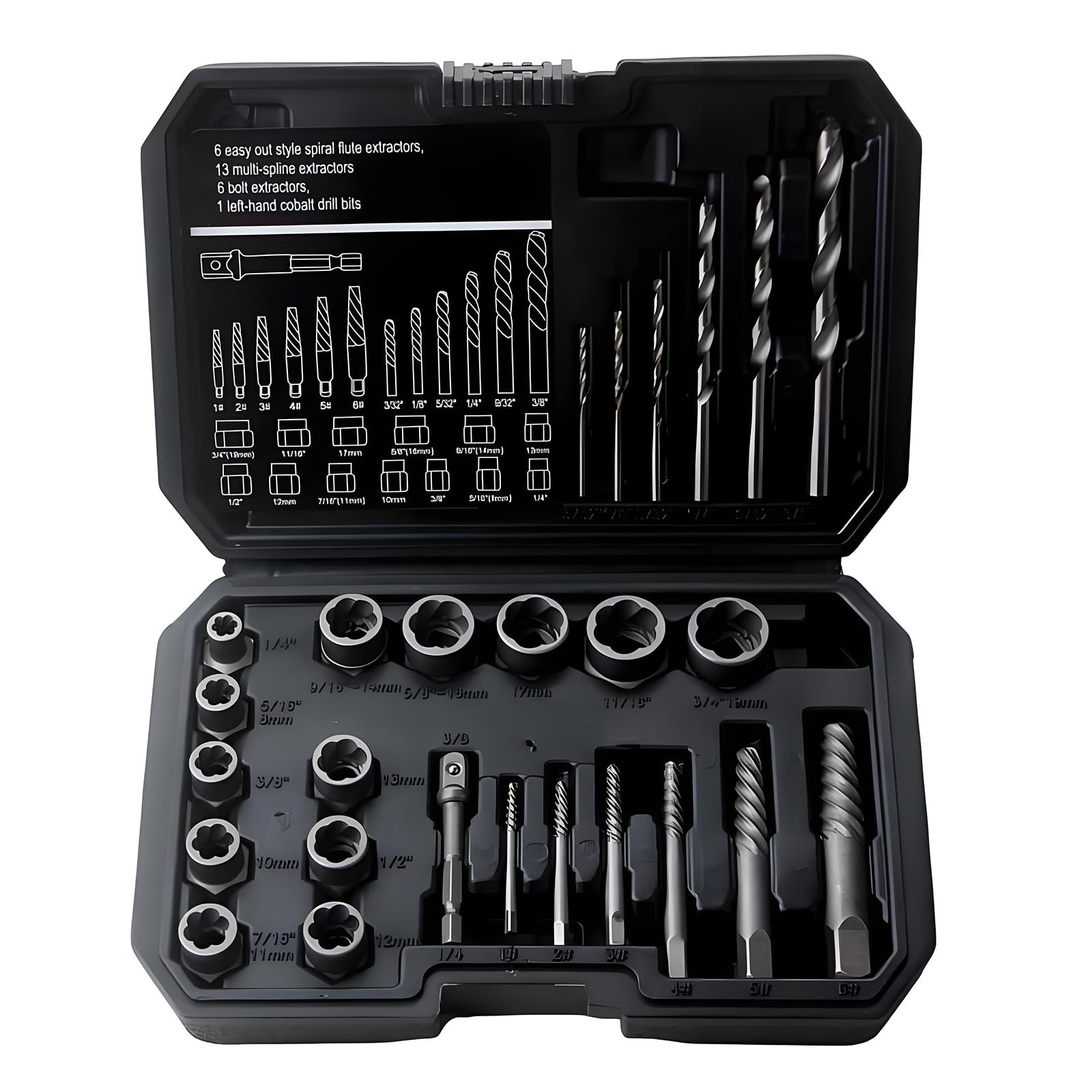 Comprehensive 26PCS Bolt Extractor Tool Set Suitable for Quick and Efficient Studs Screw Removal Auto Equipment Repair Damaged Bolt Extractor Tool