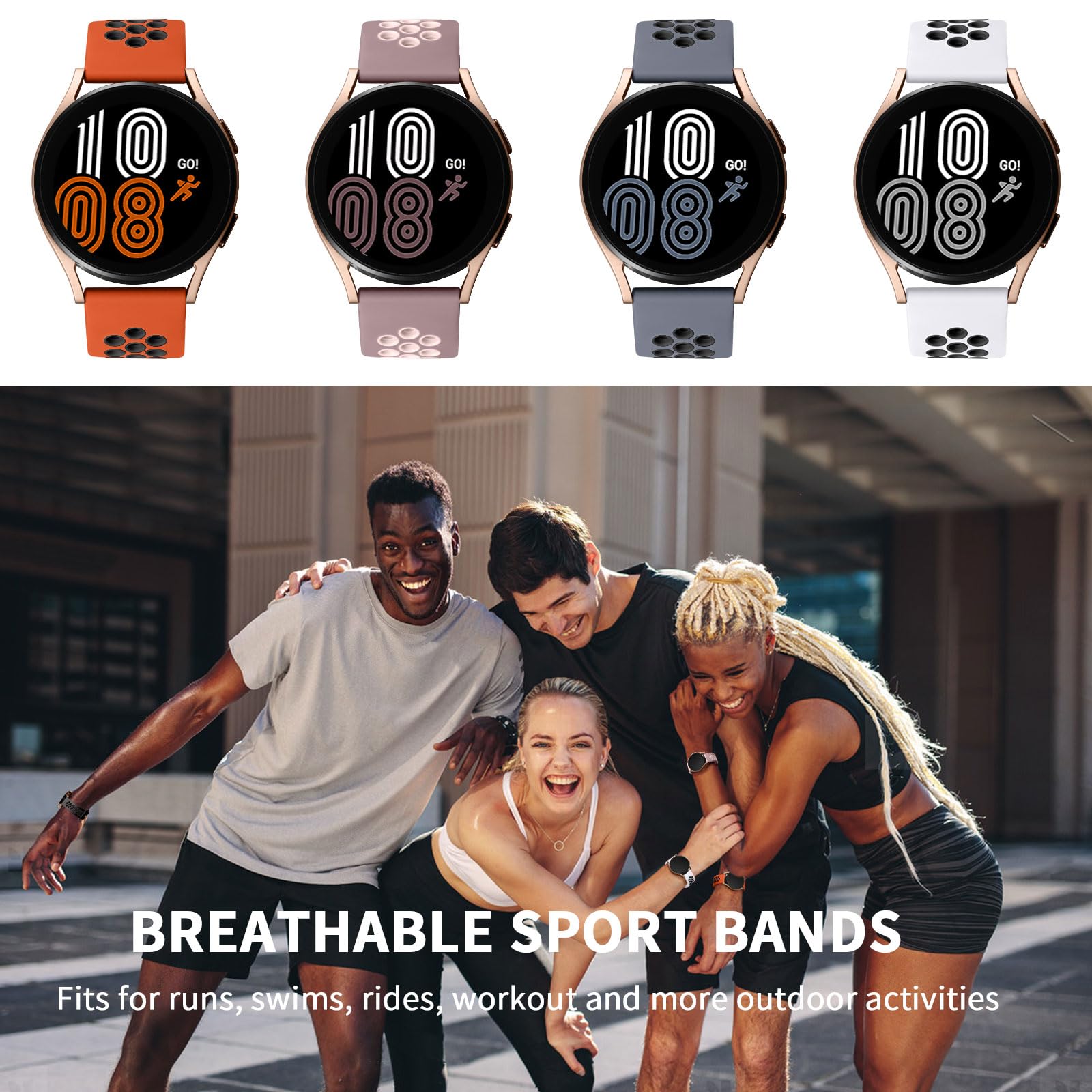 Lerobo 4 Pack Bands Compatible with Galaxy Watch 7 6 5 4 Band 40mm 44mm/Galaxy Watch 6 4 Classic 43mm 47mm 46mm 42mm/Watch 5 pro 45mm,Active 2 Band, 20mm Watch Band Soft Silicone Sport Band Women Men — Amazon image 30