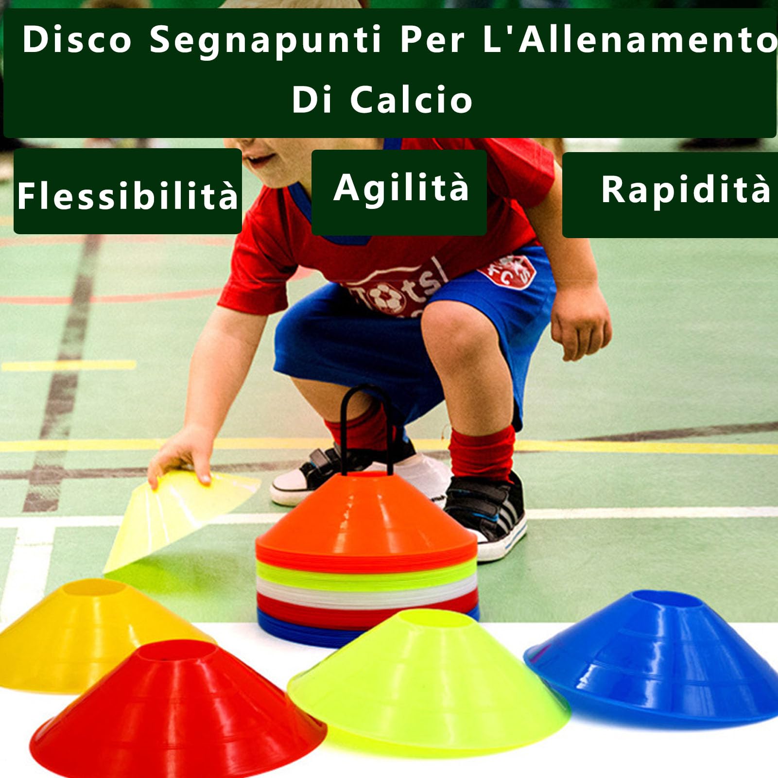 Cinesini per Allenamento Calcio,Kit Allenamento Calcio 20 Pezzi Applicabile a Set Allenamento Calcio,Atletica UVM, Marcatura del Campo