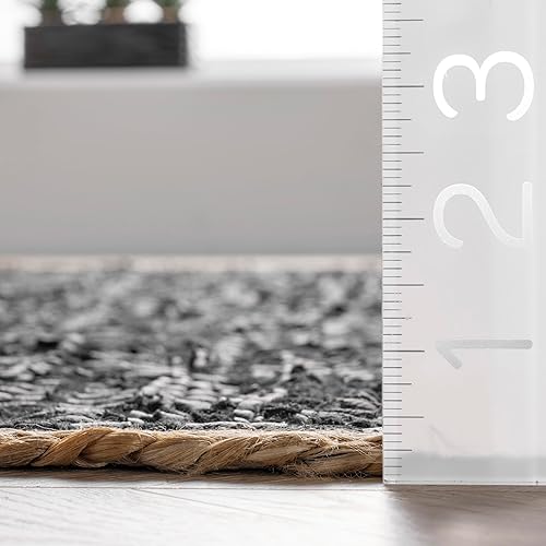 Miniatura 2 de nuLOOM Koda - Alfombra de cuero liso de tejido plano, 2 x 6 pies, color negro