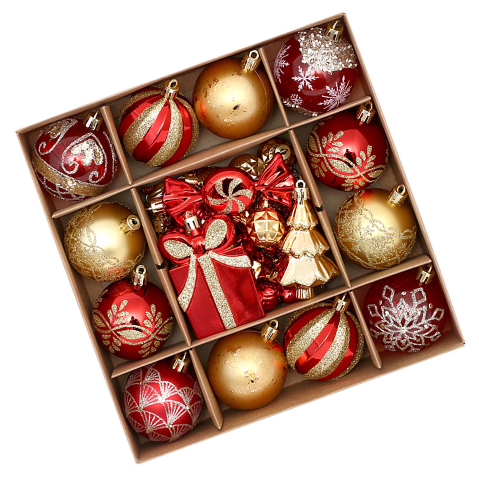 carotoe 46 Christmas Ball Ornament Set Sturdy Handcrafted Decorations for Festival Tree Styling Sturdy Christmas Tree Ornament