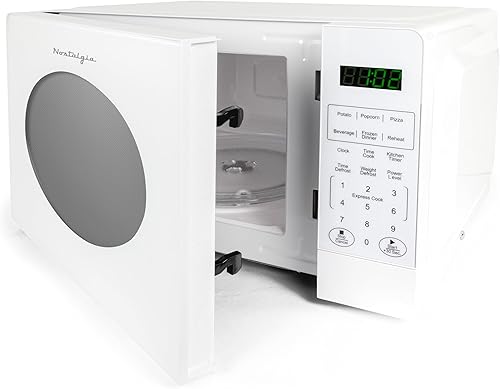 Miniatura 2 de Nostalgia Horno microondas moderno retro para encimera, 700 vatios, 0.7 pies cúbicos, 12 ajustes de cocción preprogramados, reloj digital,