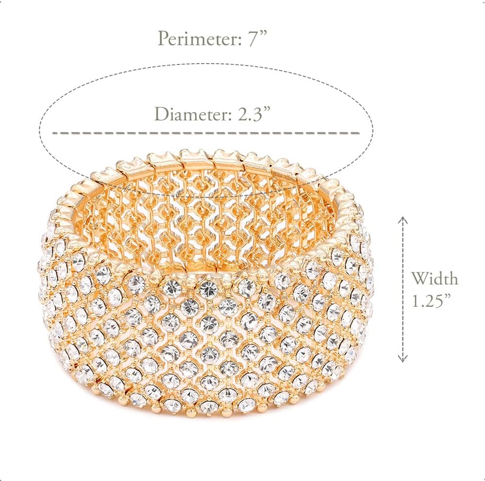 Lavencious Tennis Rhinestone Stretch Bridal Bracelets Evening Party Jewelry For Women Stretch Bracelets