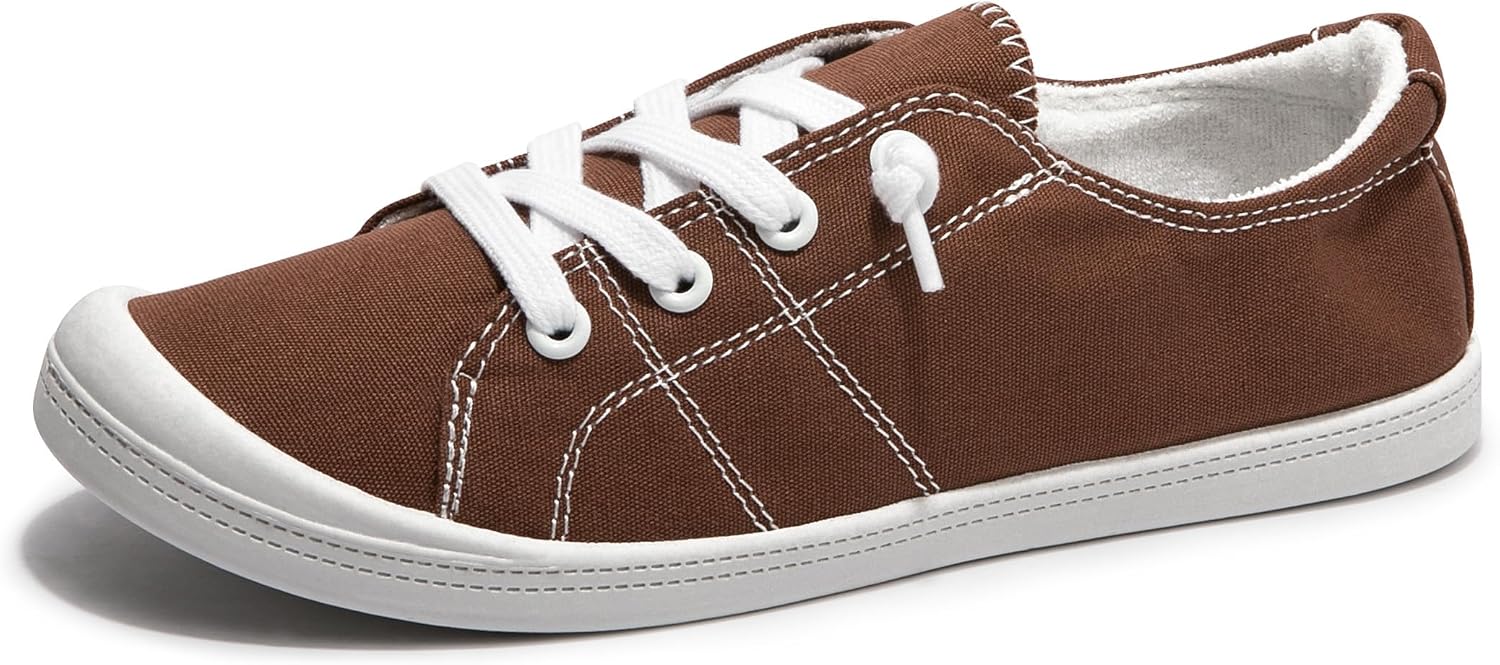 Womens Slip On Shoes, Comfort Canvas Sneakers with Low Top, Casual Fashion Shoes for Women Walking with Non Slip Rubber Outsole