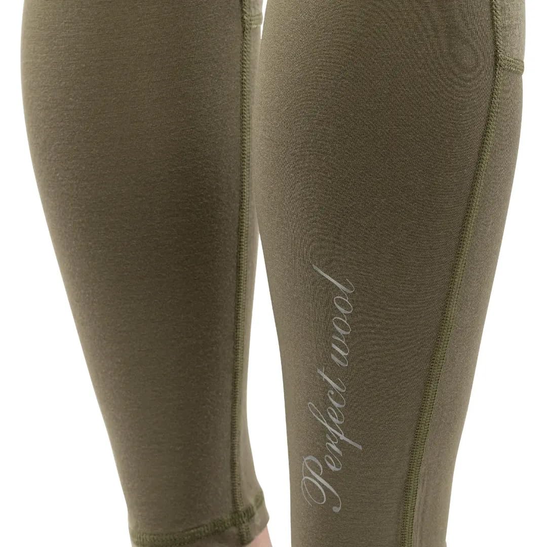 Biancheria Intima Termica Donna in Lana Merino e Eco-Bamboo – Pantaloni Lunghi e Leggings – Taglia XL, Khaki, vestibilità Regolare