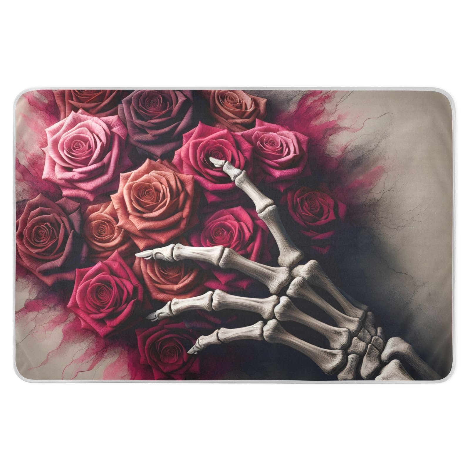 Skull Hand Rose Magenta Pee Pad for Bed, Reusable Incontinence Pads, Protective Pads for Bed