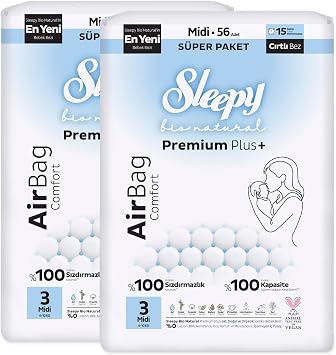 Sleepy Bio Natural Premium Plus Airbag Comfort Avantaj Paketi Bebek Bezi 3 Numara Midi 112 Adet