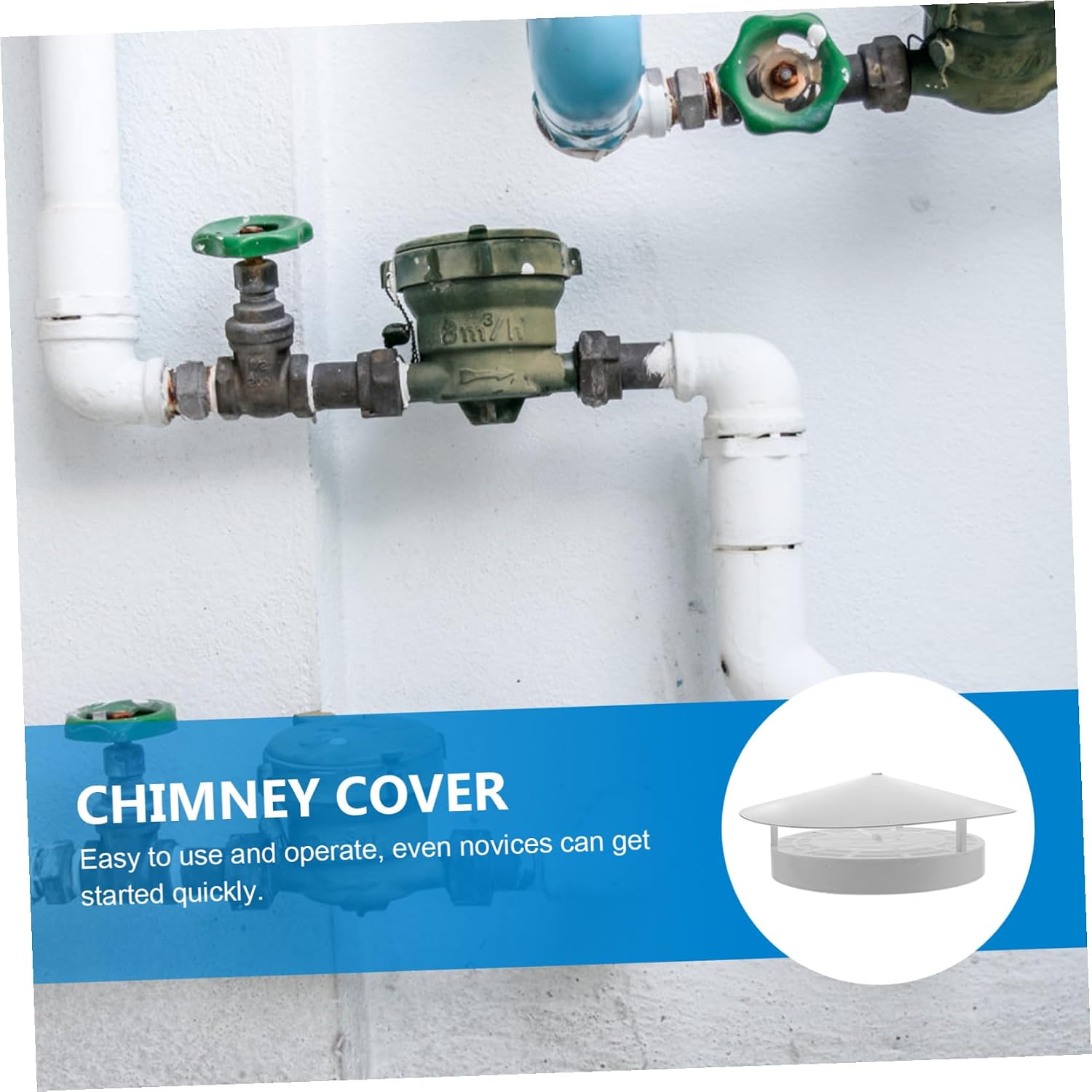 Toyvian Chimney Rainproof Cover PVC Vent Cap Multipurpose Roof Rain Hat White Top 160-200-250mm Universal Chimney Protector for Outdoor Stove Fireplace