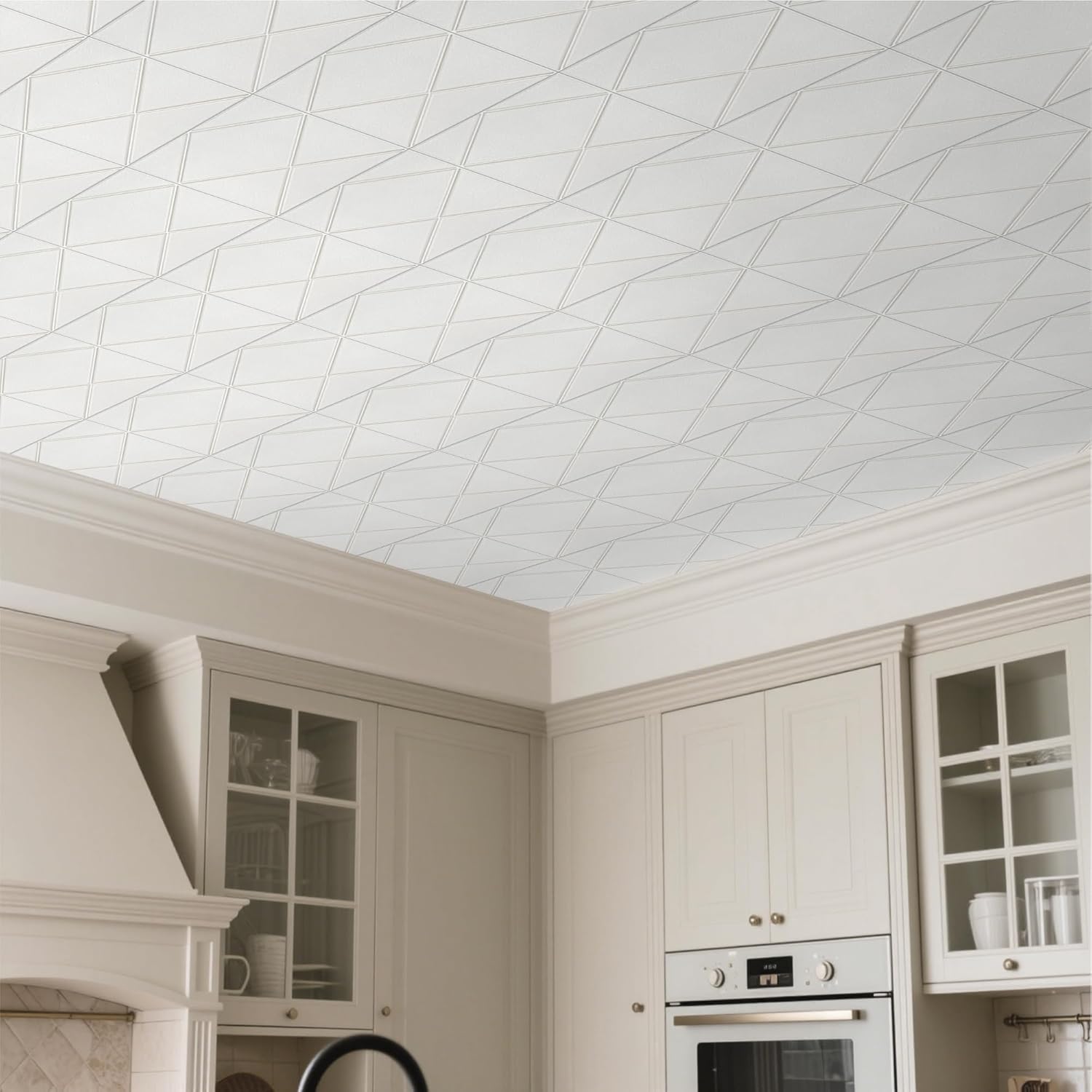 Peel and Stick Ceiling Tiles, 13.8x13.8 Inch Foam Ceiling Tiles, 16 Pack Covers 21 Sq Ft, Waterproof Self-Adhesive Wall Decor Panels for Bedroom Living Room Kitchen, White