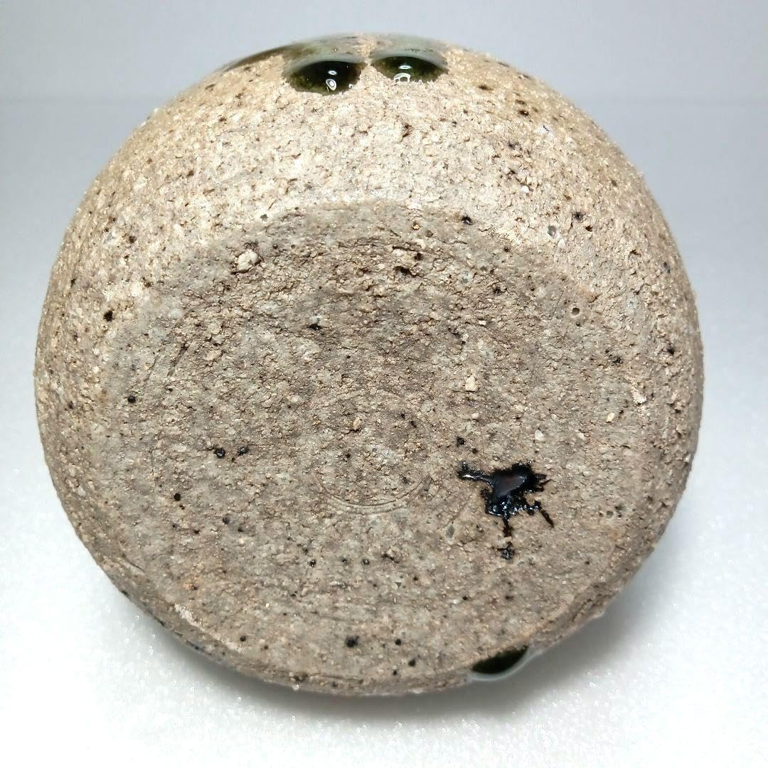 茶道具 古余呂技窯 川瀬竹春作 緑地金彩 六角蓋置 共布