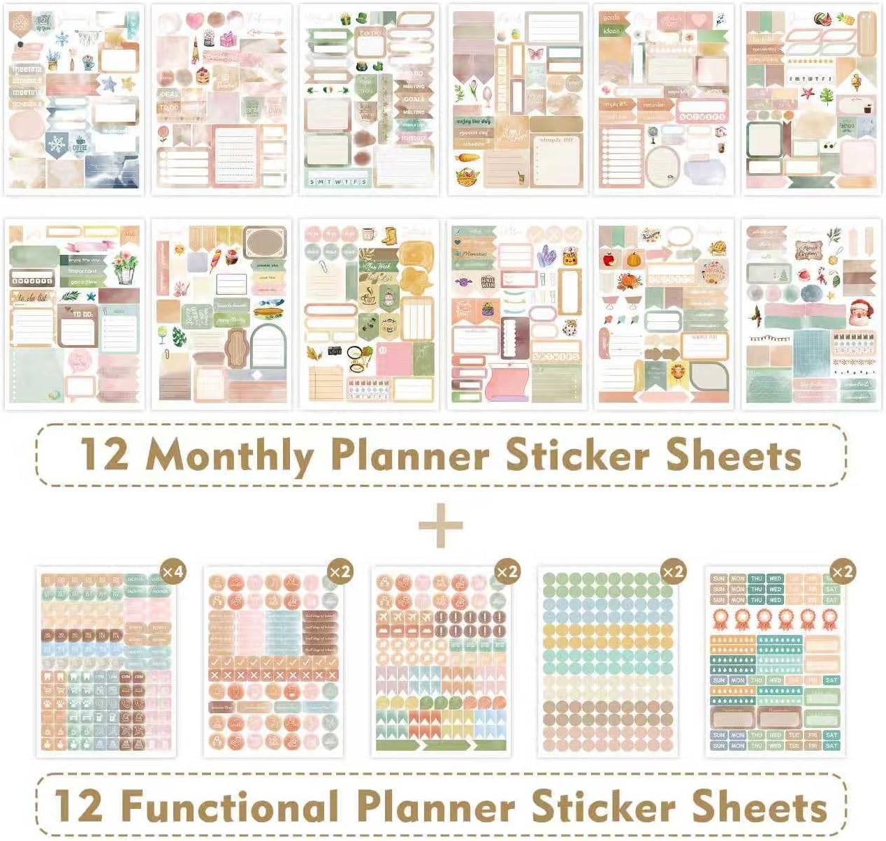 FUNCLASS Planner Stickers 24 Sheets Calendar Holiday Stickers Vintage image 2