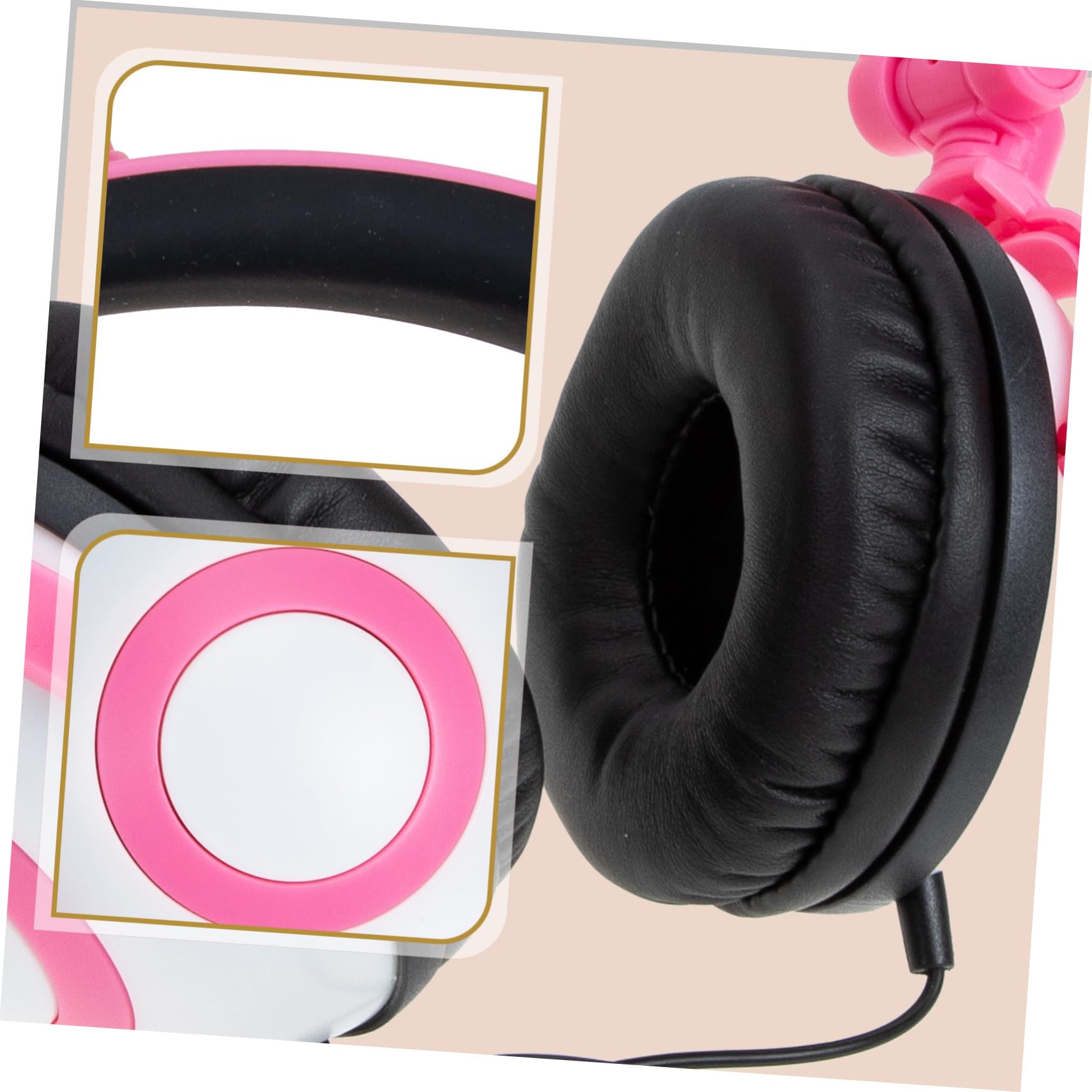 BESTonZON Cuffie Bambini Orecchie Gatto Rosa Pvc Jack 3, 5mm 40 Mm | 180 Mah, Archetto Regolabile, Controllo Luce a Pulsante, Design Adorabile per Ragazzi e Ragazze